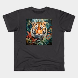 Tiger face deep in the jungle Kids T-Shirt